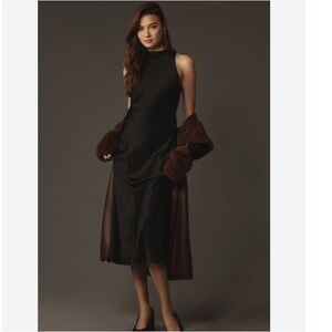 THE PERLA RACERBACK METALLIC MIDI DRESS